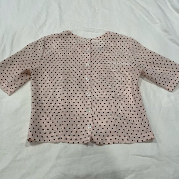 Vintage Evan Picone Petites Polka Dot Blouse with Button-Bown Back - Picture 5 of 9